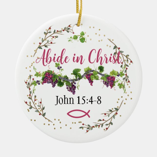 Abide in Christ Ceramic Tree Decoration (Front)