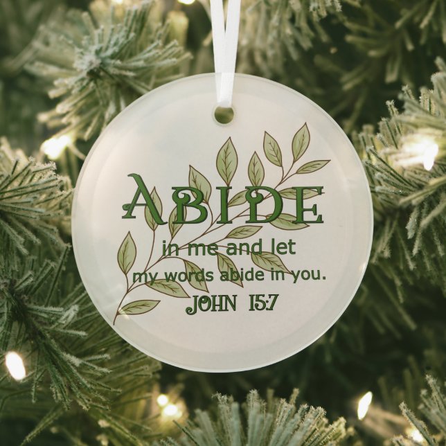Abide In Me Christian Glass Tree Decoration (Insitu)