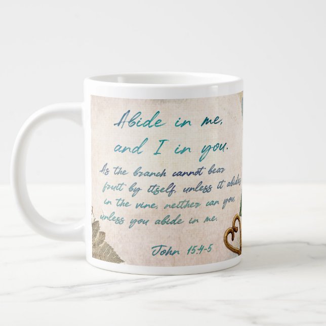 Abide in Me Fruitful Faith Art Journal Large Coffee Mug (Left)