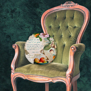 Abide in Me Fruitful Faith Round Cushion