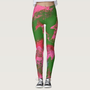 Abigail 2 Crazy Pink Green Abstract Leggings