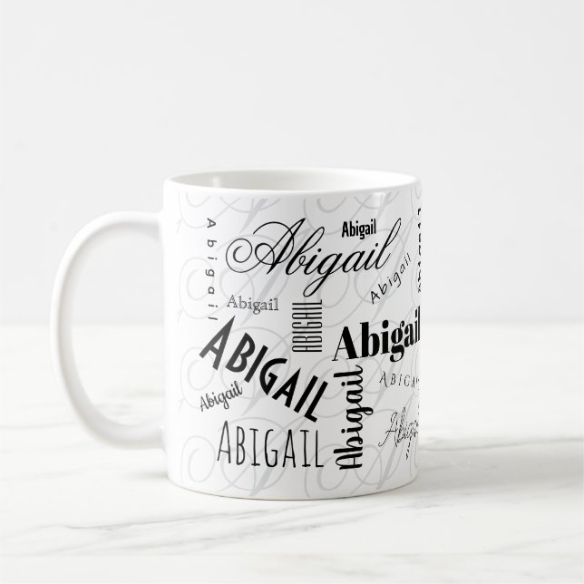 Abigail Custom Name  Black White Coffee Mug (Left)