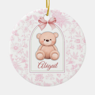 Abigail   Custom Pink Teddy Bear Nursery Design  Ceramic Tree Decoration