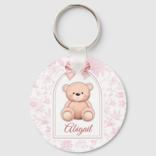 Abigail   Custom Pink Teddy Bear Nursery Design  Key Ring