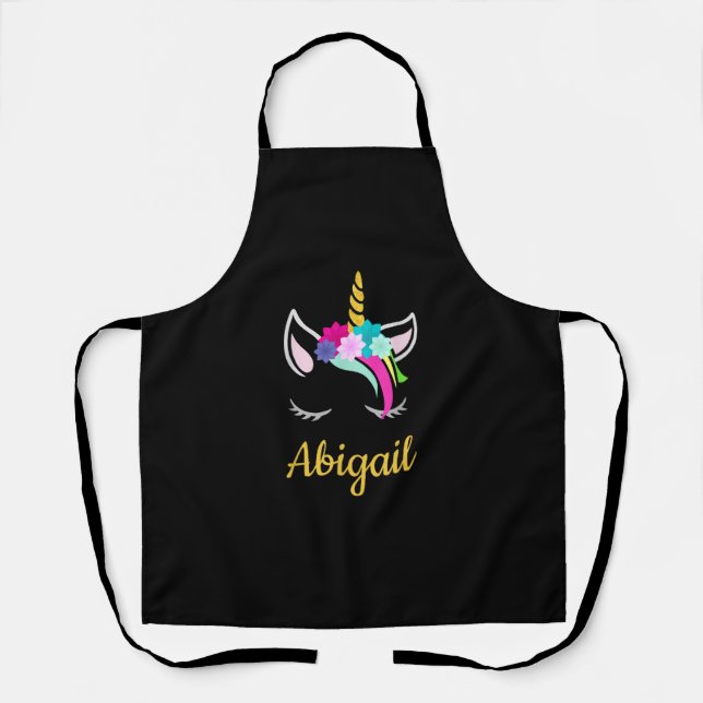 Abigail Dark Unicorn Name T-Shirt Apron (Front)