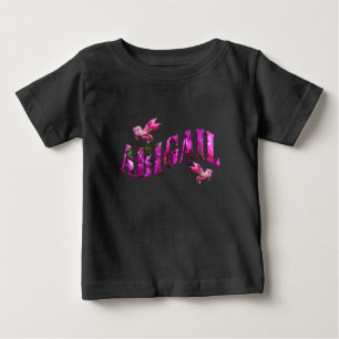 Abigail, Girls Name Made From Pink Flowers, Baby T T-Shirt