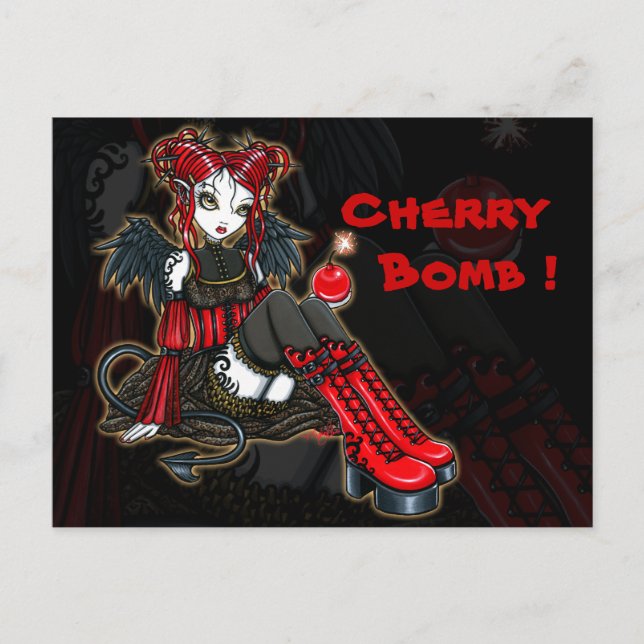"Abigail" Gothic Fairy Cherrybomb Angel Postcard (Front)