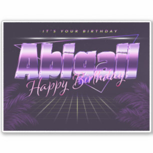 Abigail Name First name lila retro Sticker Birthda