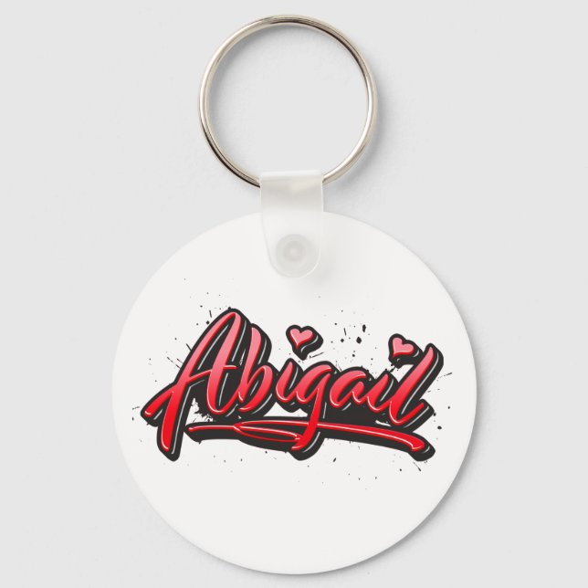 Abigail red Heart Graffiti Schlüsselanhänger Key Ring (Front)