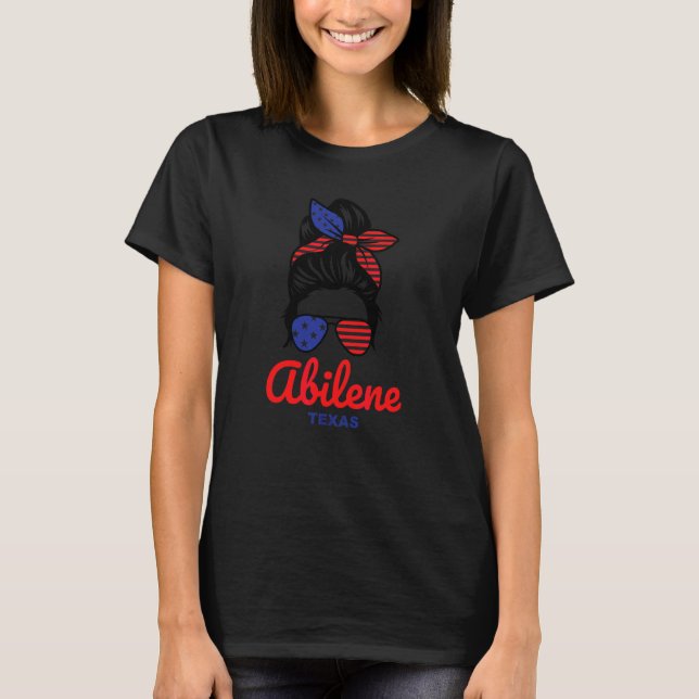 Abilene Texas Retro Messy Bun T-Shirt (Front)