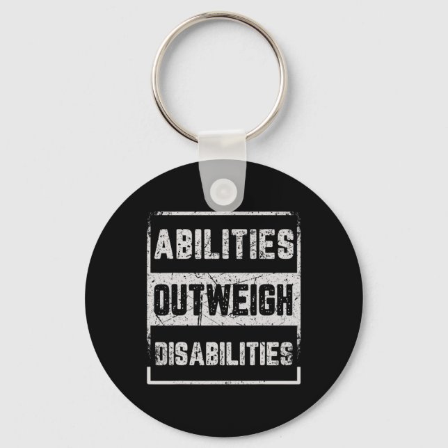 Abilities Outweigh Disabilities Autism Awareness D Key Ring (Front)