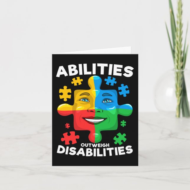 Abilities Outweigh Disabilities Autism awareness I Card (Front)
