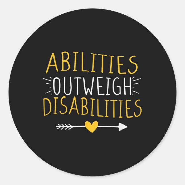 Abilities Outweigh Disabilities Autism Awareness M Classic Round Sticker (Front)