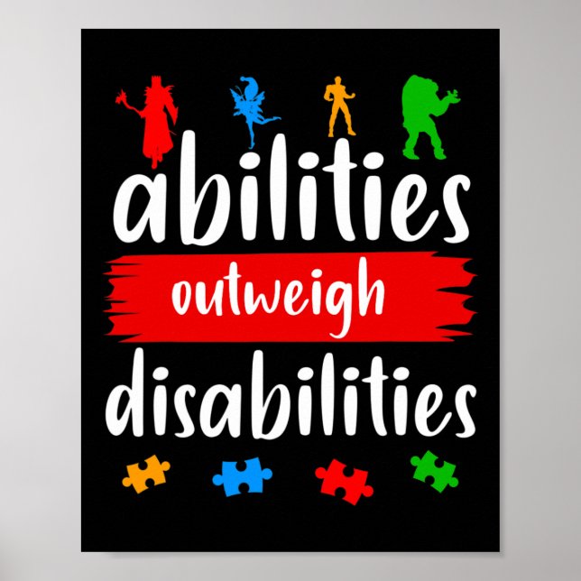 Abilities Outweigh Disabilities Autism Awareness  Poster (Front)