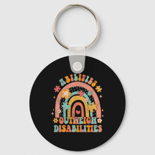 Abilities Outweigh Disabilities Groovy Rainbow SPE Key Ring