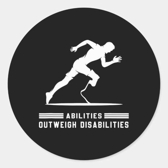 Abilities Outweigh Disabilities Running Marathon 2 Classic Round Sticker (Front)