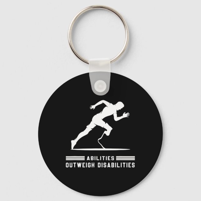Abilities Outweigh Disabilities Running Marathon 2 Key Ring (Front)