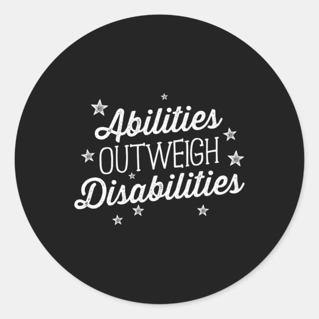 Abilities Outweigh Disabilities Speech Therapy  SL Classic Round Sticker (Front)