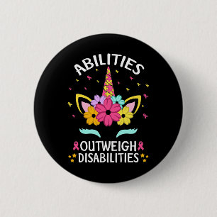 Abilities Outweigh Disabilities Unicorn Autism Awa 6 Cm Round Badge