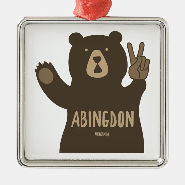 Abingdon Virginia Peace Bear Metal Tree Decoration (Front)