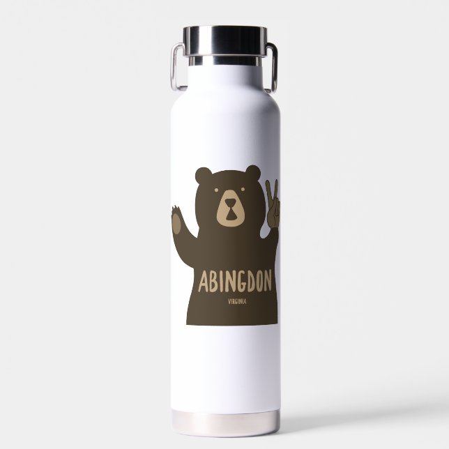 Abingdon Virginia Peace Bear Water Bottle (Front)