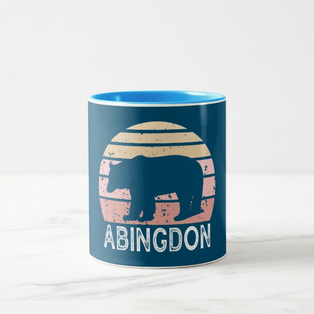 Abingdon Virginia Retro Bear Two-Tone Coffee Mug (Center)