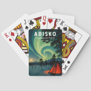 Abisko National Park Northern Lights Illustration Playing Cards