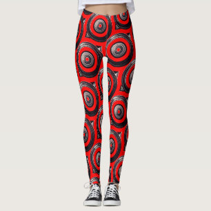 ABL - 145 - Black and Red Circles Leggings