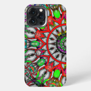 Abnormal red green colourful kaleidoscope mandala iPhone 13 pro max case