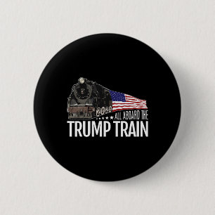 Aboard The Trump Train 2020 American Flag Reelect 6 Cm Round Badge