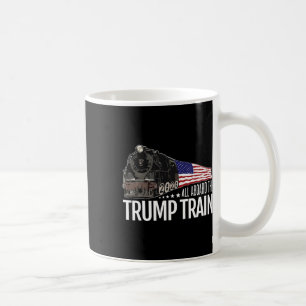 Aboard The Trump Train 2020 American Flag Reelect Coffee Mug