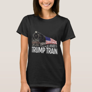 Aboard The Trump Train 2020 American Flag Reelect  T-Shirt