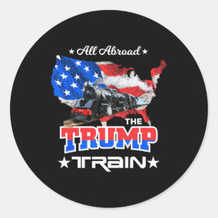 Aboard The Trump Train 2022 American Flag  Classic Round Sticker
