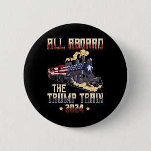 Aboard The Trump Train 2024 American Flag 1 6 Cm Round Badge