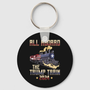 Aboard The Trump Train 2024 American Flag 1 Key Ring