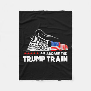 Aboard The Trump Train 2024 American Flag Fleece Blanket