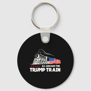 Aboard The Trump Train 2024 American Flag Key Ring