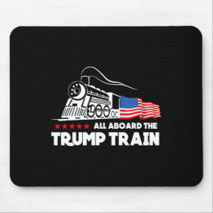 Aboard The Trump Train 2024 American Flag  Mouse Pad