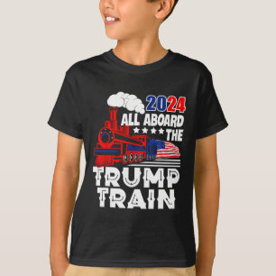 Aboard The Trump Train 2024 American Flag Trump 20 T-Shirt