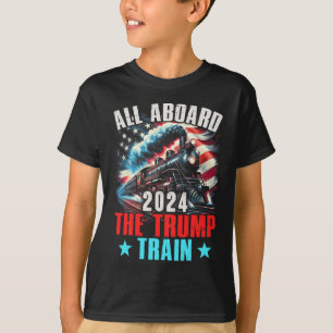 Aboard The Trump Train 2024 Trump 2024 Us American T-Shirt
