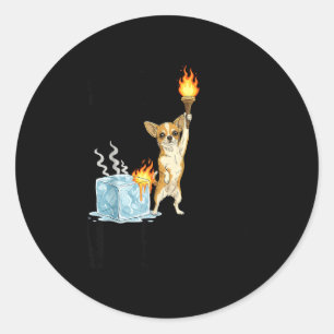 Abolish ice funny chihuahua dog meme fire on ice classic round sticker