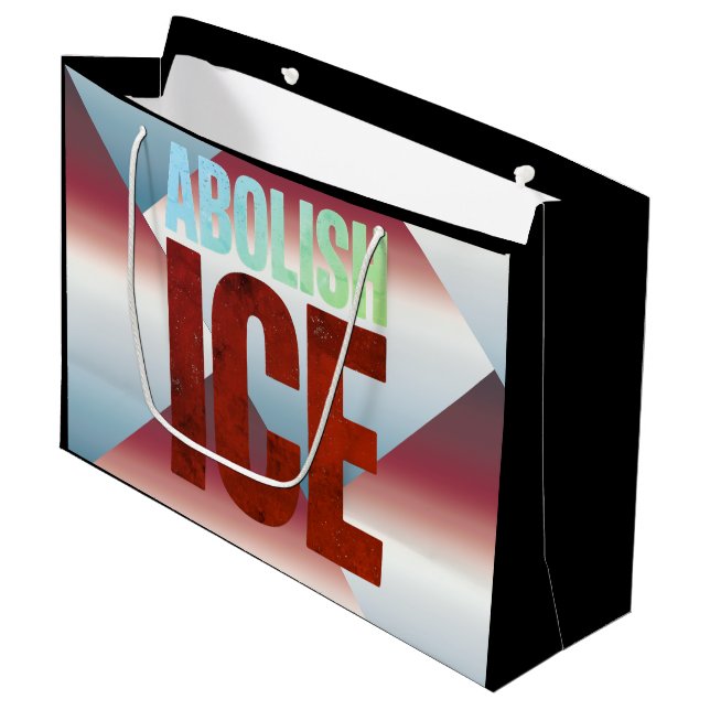 Abolish ICE Minimalist Protest Typography Design Large Gift Bag (Front Angled)