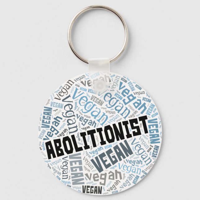"Abolitionist Vegan" Word-Cloud Mosaic Key Ring (Front)