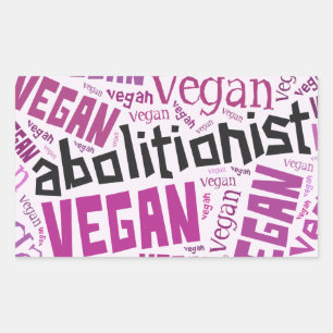 "Abolitionist Vegan" Word-Cloud Mosaic Rectangular Sticker