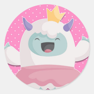 Abominable Snow Princess Yeti to Celebrate Girls Classic Round Sticker
