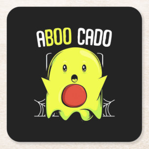Aboocado Avocado Halloween Square Paper Coaster