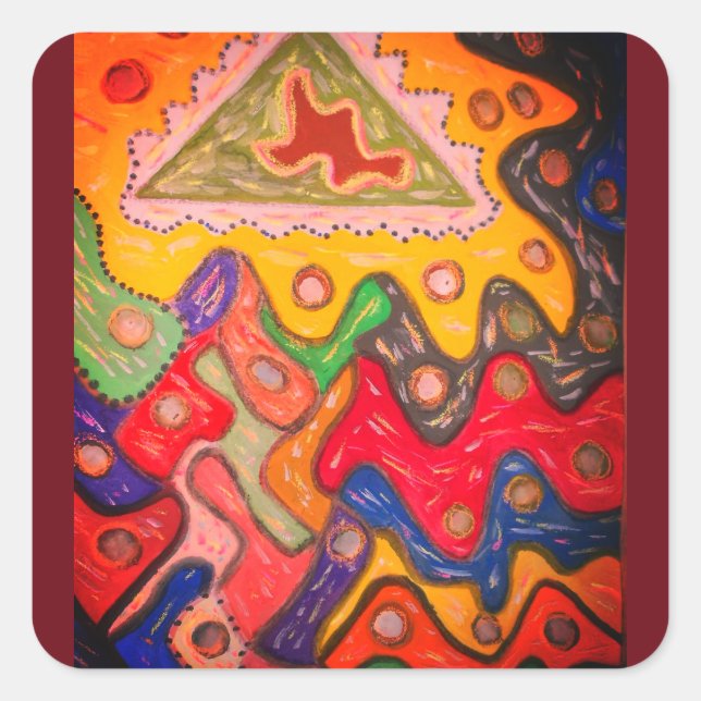 ABORIGINAL AFRICAN ART IMPRESSIONIST DESIGNER SQUARE STICKER (Front)