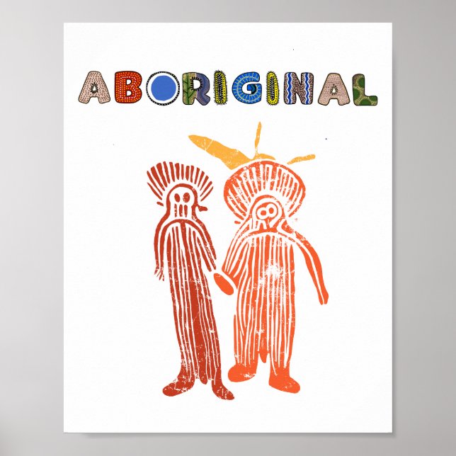 aboriginal art ancient idol symbol petroglyph aust poster (Front)