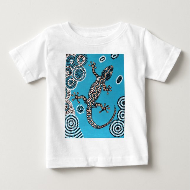 Aboriginal Art, Gecko, Point Painting, Dot Paintin Baby T-Shirt (Front)