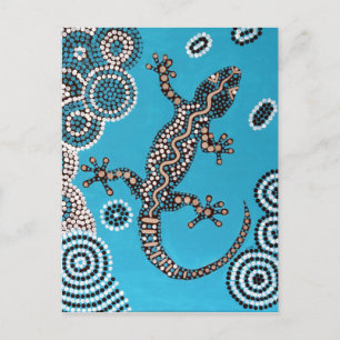 Aboriginal Art, Gecko, Punktmalerei, Dot-Painting Postcard